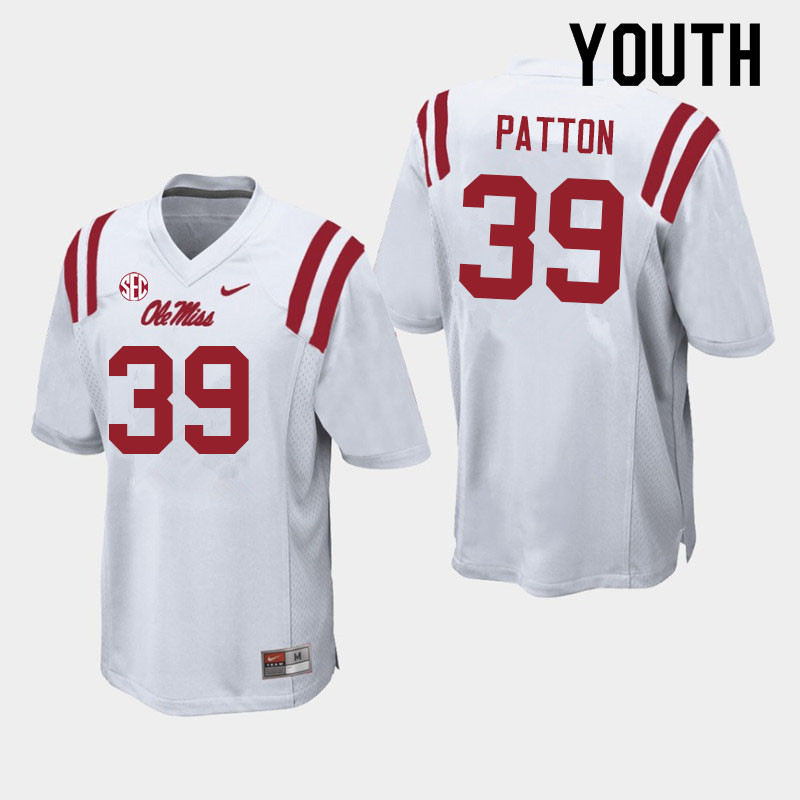 Youth #39 Carter Patton Ole Miss Rebels College Football Jerseys Sale-White